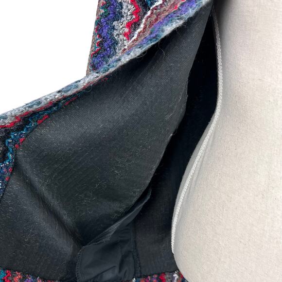 Graff Vintage Multicolor Zig Zag Knit Jacket Coat 16 Boho Retro Pockets - Picture 7 of 9